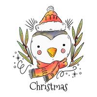 Cute Christmas Penguin Vector 