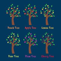 Trees And Fruits Illustration Set vector