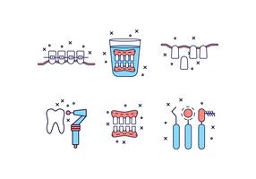 Plano de dibujos animados icono de dientes falsos vector