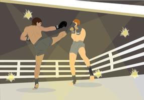 Muay Thai Fighters in Ring Vector 