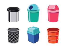 Ilustración de la colección de cestos de basura vector
