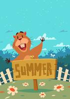 Gopher With Summer Sign vector