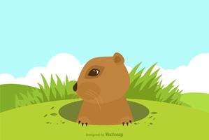 Gopher de dibujos animados encima de un vector de la colina