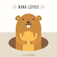 Mama Gopher Hug Cub Cute Vector Illustration