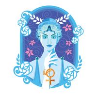 Beautiful Aphrodite in Flower Frame Vector