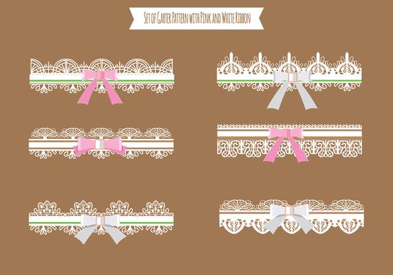 Set of Garter Pattern with Violet Ribbon