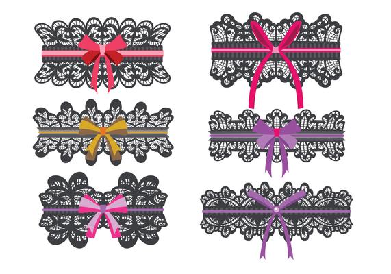 Black Lace Garter Vector Collection