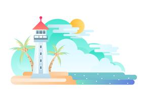 Free Cove with Lighthouse Illustration vector