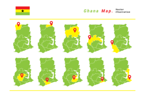 Mapa de Ghana vector