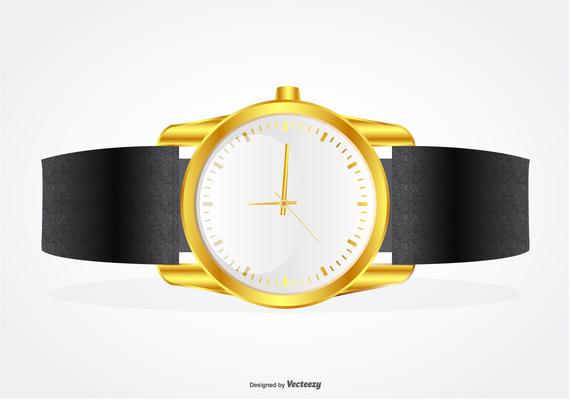 Highly Detailed Wrist Band with Gold Watch Illustration