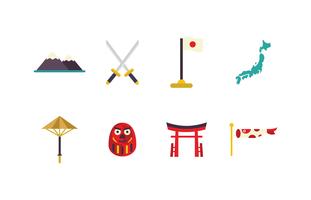 Conjunto de iconos planos de Japón vector