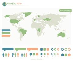 Mapa mundial mundial con fronteras y elementos de infografía Vector