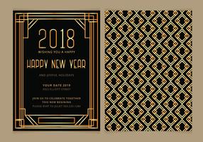 Invitación de año nuevo Art Deco Vector Art