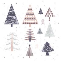 Hand Drawn Christmas Trees vector