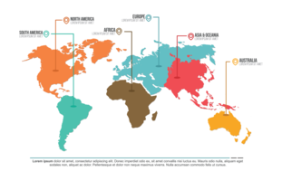Ilustración de mapas globales vector