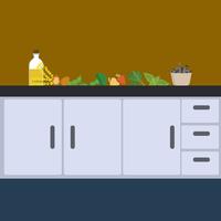 Flat Food on Counter Vector