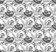 Black And White Buckeye Leaves And Nuts Vector Seamless Background