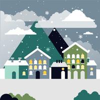 Free Flat Design Vector Christmas Landscape