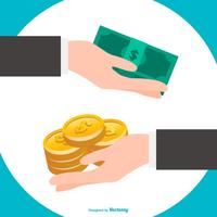 Hands Holding Coins and Bills vector