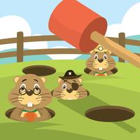 Whack a Mole Gopher Juego de arcade gratis Vector