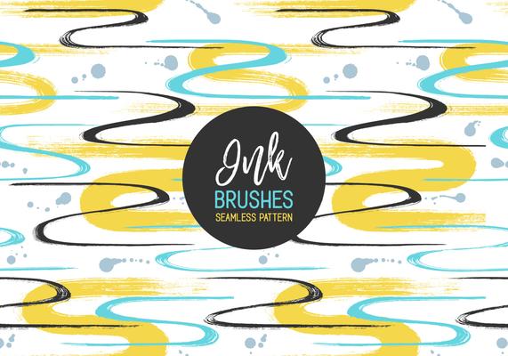 Seamless Pattern With Colored Dry Ink Brushes