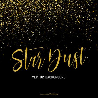 Gold Star Dust Isolated On Black Vector Background