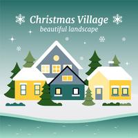 Free Flat Design Vector Christmas Landscape