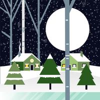 Free Flat Design Vector Christmas Landscape