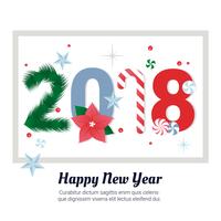 Tarjeta de felicitación de año nuevo de Vector de diseño plano gratis