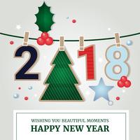 Free Flat Design Vector New Year Greeting Card