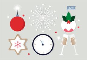 Free Flat Design Vector New Year Elements