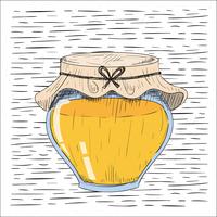 Mano libre dibujado Vector Honey Jar Illustration