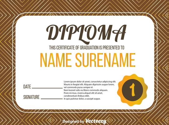 Diploma Certificate With Abstract Line Vector