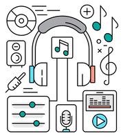 Iconos de música lineal gratis vector