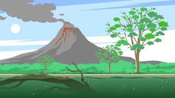 Gum Tree And The Volcano Free Vector