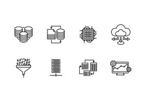 Database system set linear icon vector