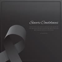 Elegante tarjeta de funeral con cinta negra.