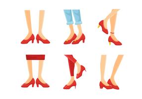 Ilustración de vector de colección de zapatillas rubí