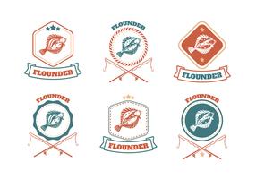 Flounder Fish Badge Vector Collection