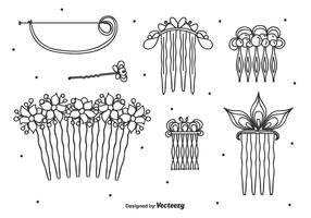 Hand Drawn Hair Pins Vector Set