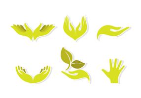 Etiqueta engomada verde de las manos curativas vector