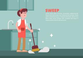 Woman Sweeping Illustration vector