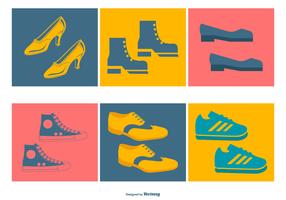 Colección de iconos de zapatos surtidos vector