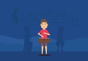 Free Man Playing Bongo Illustration vector