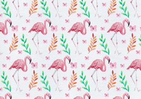 Free Painted Flamingo Flower Vector Pattern