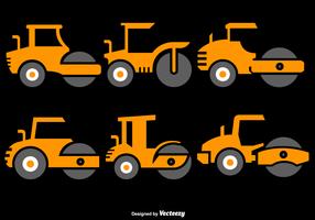 Vector Set Of Steamroller Flat Icons