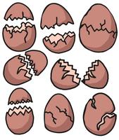 Vector Broken Eggs Cartoon Style Set