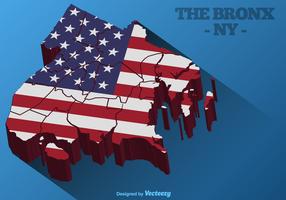 El mapa 3D del Bronx con bandera estadounidense en él vector