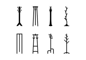 Coat stand set icons vector