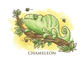 Ilustración de dibujos animados camaleón